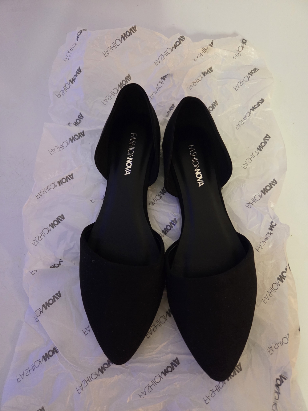 Fashion Nova Black Pointed D'Orsay Flats - Classic Sleek Style